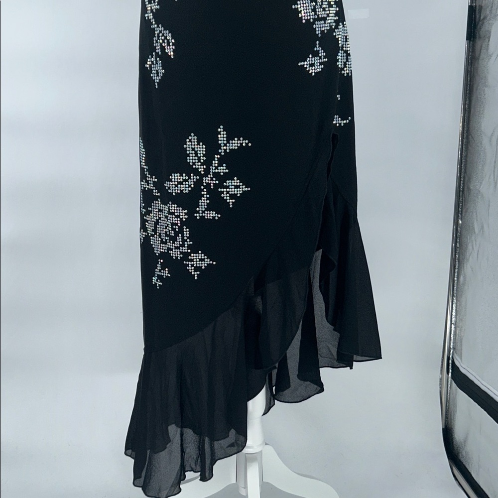 SHEIN BAE Rhinestone Floral Pattern Split Thigh Cami Dress Size Large - Picture 7 of 13